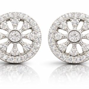 Luxury Crystal Floral Stud Earrings for Women & Girls | Rose Gold/White Finish | Lightweight Elegant Daily Wear & Party Jewelry | Sparkling Stone Designer Earrings