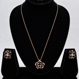 Timeless Floral Elegance Necklace Set with Ring and Earrings with intricate detailing and a radiant finish