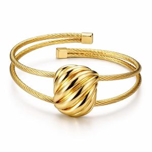 Luxury Gold Plated Knot Bracelet for Women – Elegant Twisted Cable Bangle Jewelry for Party, Wedding & Gift