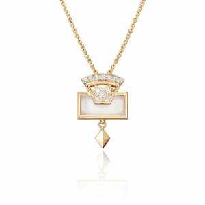 Elegant Gold Pendant Necklace for Women Stylish Minimal Geometric Design with Diamond Look Charm Lightweight Daily Wear Jewelry Gift for Girls Wedding Party Festive Collection