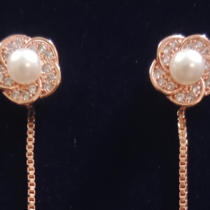 Elegant Pearl Floral Chain Drop Earrings