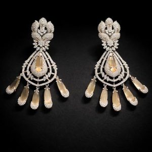 Elegant Gold-Plated Chandbali Drop Earrings for Women | Designer Stone-Studded Long Dangle Earrings | Traditional Ethnic Jewellery